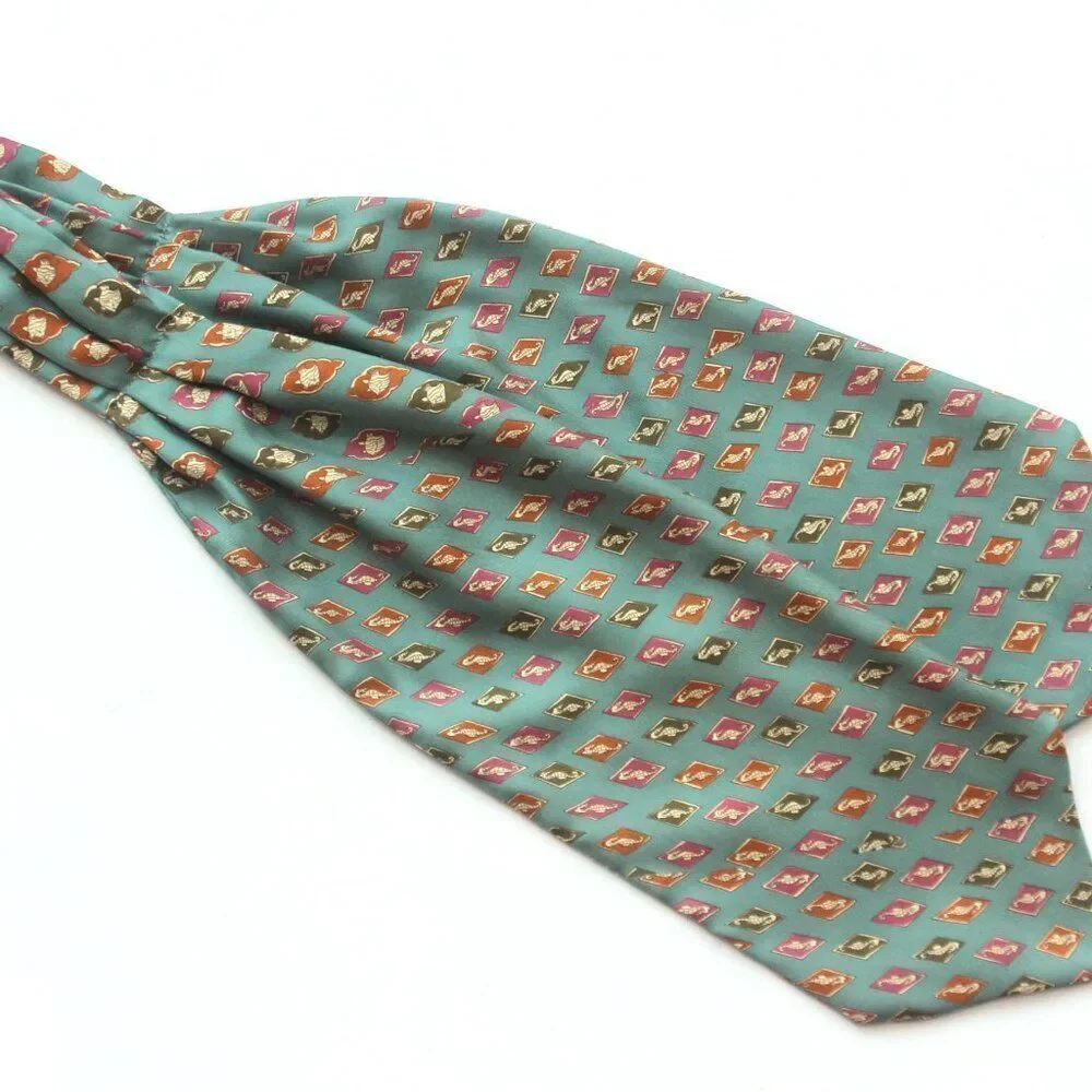 New Dusty Green Nautical Motive‎ Men's Cravat Ascot Gift Box A067
